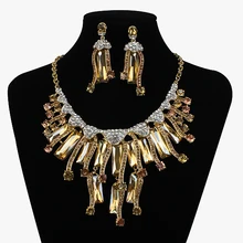 Declaración de nueva Moda Crystal Sistemas de la Joyería de Aretes Collar Nupcial de La Boda de dama de Honor Novias Partido Mujeres Regalo de La Decoración
