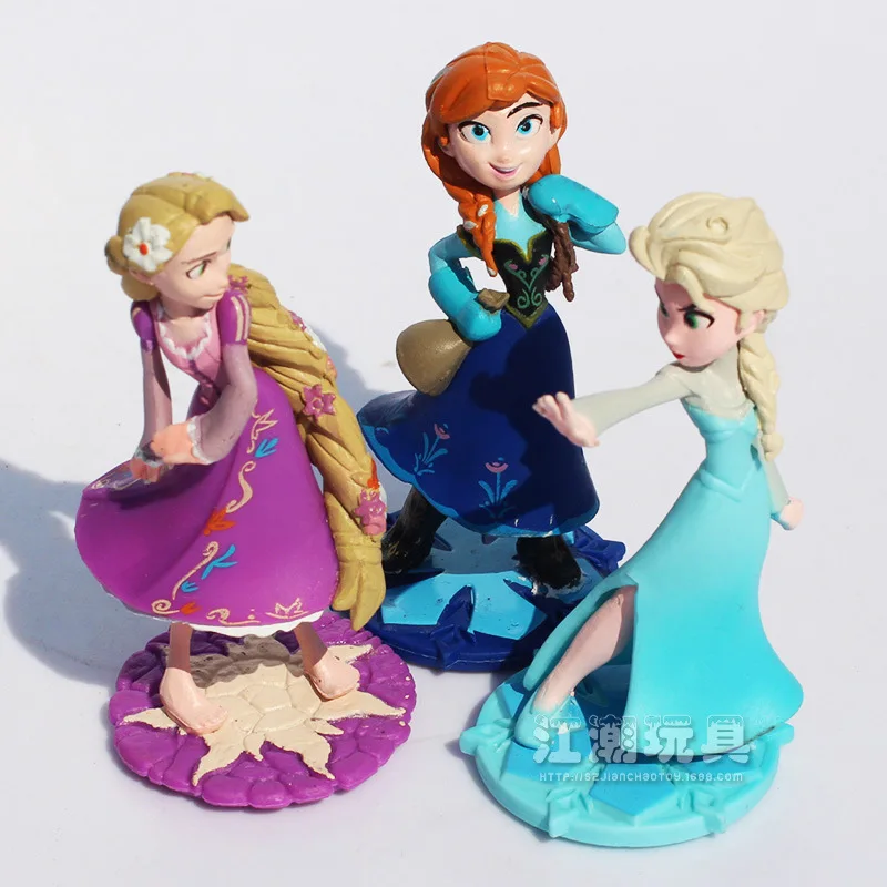 Frozen Figures 3Pcs/Lott 10CM Princess Elsa Anna Rapunzel Action Figure PVC Toy Collectible Decoration Best Birthday Gift Kids