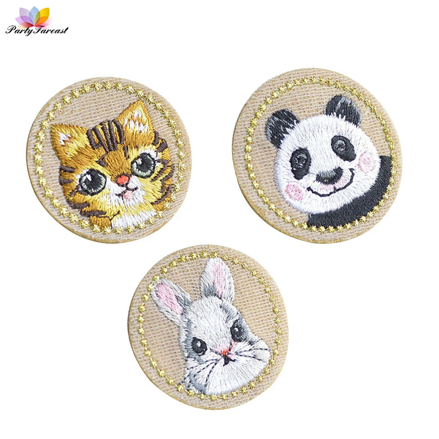 

PF 3pcs/lot Panda Cat Animal Patches Cartoon Motif Embroidery Patch for Clothing Backpack Iron on Sewing Badges Decoration TB160