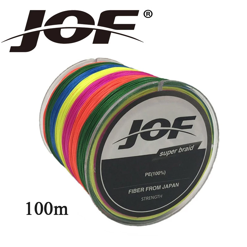 

JOF 8 Strands Fishing Line 100m Colorful PE Big Horsepower Braided Fly Fishing Line 8 Weaves Wire Multifilament Fishing Tools