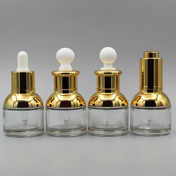 

30 ml Clear glass bottle with gold dropper ,1 oz cosmetic glass dropper bottle