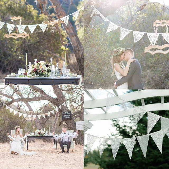 Wedding Decoration 12 Flags White Lace Cotton Flag Banner Pennant Wedding Decoration 12 Flags White Lace Cotton Flag Banner Pennant Birthday Party String