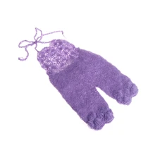 Мягкий Вязаный мохеровый комбинезон для новорожденных мальчиков и девочек, наряд для фотосессии, мохеровые брюки