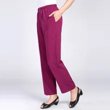 ^#Cheap Fashion Spring Middle Aged Women Elastic Waist Pants Women's Solid Color Slim Straight Casual Pants Pantalon Femme Plus Size ^#Cheap Fashion Spring Middle Aged Women Elastic Waist Pants Women's Solid Color Slim Straight Casual Pants Pantalon Femme Plus Size