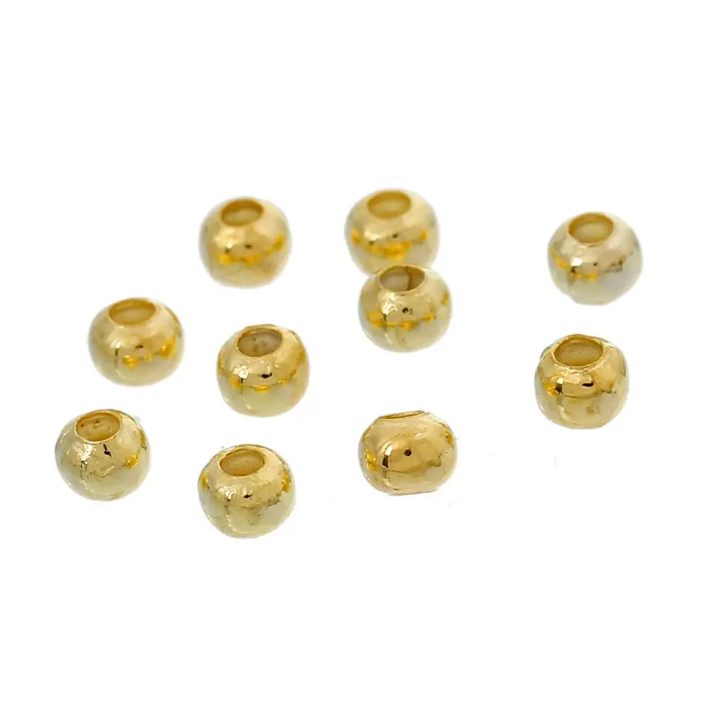 

DoreenBeads Fashion Alloy Seed Beads Ball Gold Color Jewelry DIY Findings Charms About 3mm Dia, Hole: Approx 1mm, 1000 PCs