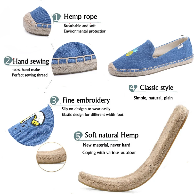 New Fashion Alpargatas Donuts Comfortable Slip-on Womens Casual Espadrilles Breathable Flax Hemp Canvas for Girl Shoes
