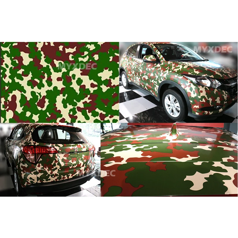 MYXDEC 50cm Wide Premium Camo Car Sticker Vinyls PVC Motorcycle Sticker Film Army Military CAMO Camouflage Green Woodland Decal