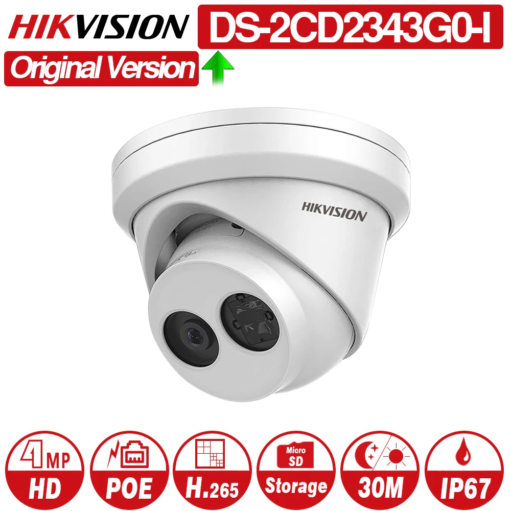 

HIKVISION H.265 Camera DS-2CD2343G0-I 4MP IR Fixed Turret Network Camera MINI Dome IP Camera SD card slot Face Detect