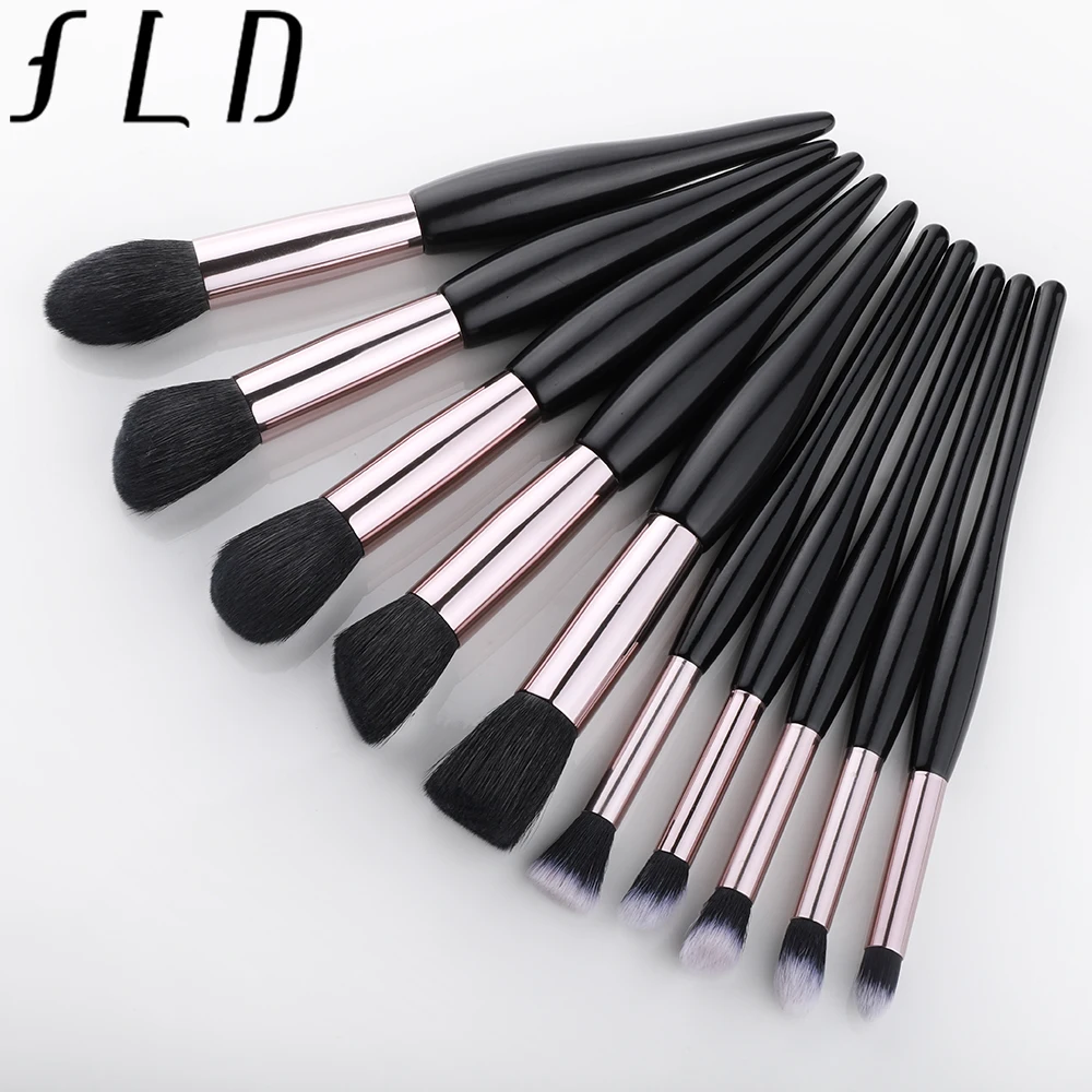 

FLD 10Pcs Professional Wood Hand Makeup Brushes Set Soft Hair Powder Eyeliner Eyelash Eyebrow Foundation Brush Cosmetic Tools