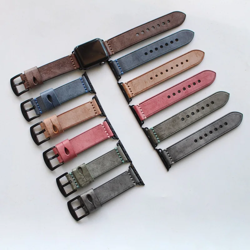

Handmade Vintage Leather Strap For Apple Watch band, 38MM/42MM Watchbands For Iwatch 1/2/3 Men's Strap