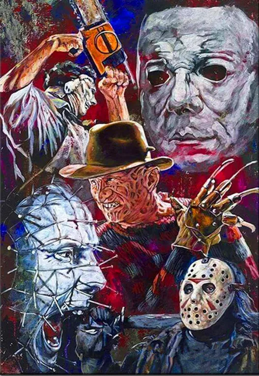 DIY Diamond Painting Cross Stitch 5D Square Mosaic Embroidery Home Decor Needlework Horror saws | Дом и сад