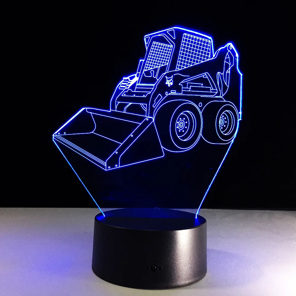 Экскаватор гигантская Лопата трактор цементный смеситель подъемный автомобиль грузовик 3D визуальная иллюзия Лампа детский ночник грузовик стиль лампы