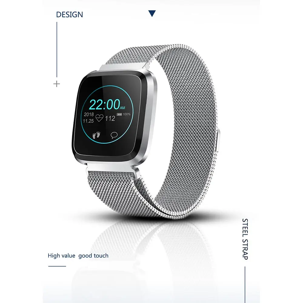 KISSCASE, металлические Смарт-часы с Bluetooth, умные часы для Android iOS, кровяное давление, пульсометр, спортивные наручные часы с Bluetooth