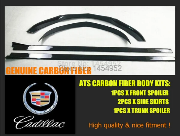 

2013 2014 ATS CARBON FIBER BODY KITS INCL FRONT LIP SIDE SKIRTS SPOILER FOR CADILLAC ATS (not fit COUPE) NICE FITMENT& QUALITY !
