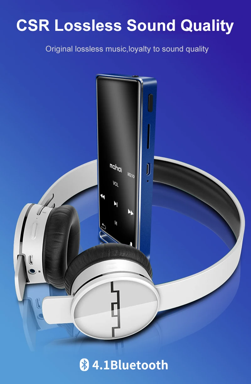 Mahdi M210 Mp3 плеер Bluetooth с сенсорным экраном 1,8 дюймов портативный спортивный USB HD HIFI музыкальный плеер 16 Гб Поддержка tf-карты ультратонкий