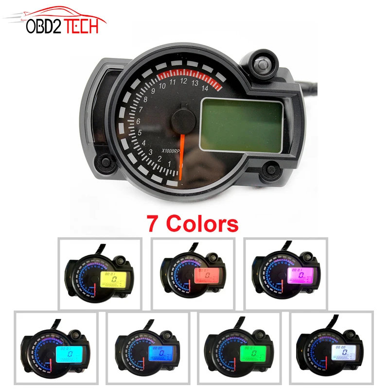 

7 color Display Motorcycle Digital Speedometer LCD Gauge Speedometer Tachometer Odometer Instrument For Motorbike Scooter