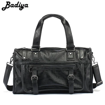

New Arrival Travel Bag Men PU Leather Solid Handbag Large Capacity Casual Tote Business Bag