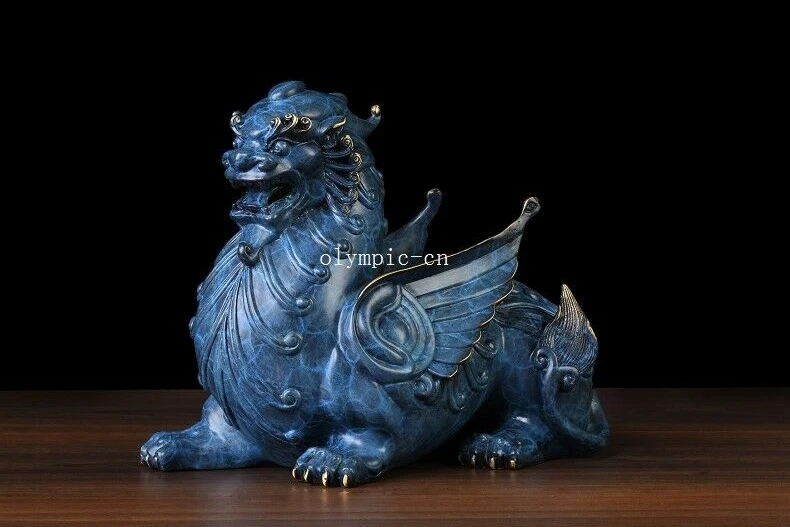

9'' bronze copper auspicious beast treasure wealth plutus dragon kylin Pi xiu