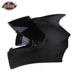 Мотоциклетный шлем флип Мотокросс Шлемы с внутренней солнцезащитный козырек двойной Len модульная Moto анфас шлем в форме черепа Casco