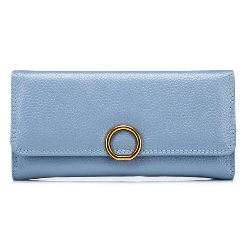 

Women Money Clip Luxury Style Long Stud Wallet Genuine Leather Chic Standard Wallets pink Portemonnee porta soldi