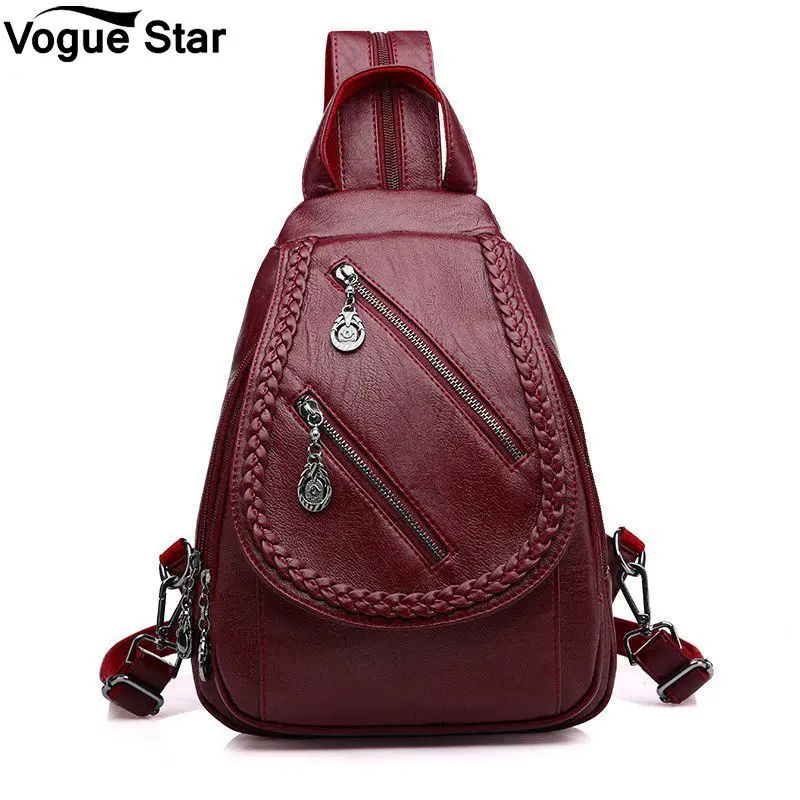 

School Shoulder Bags for Teenage Girls Travel Pack Fashion Double Zipper Leisure Women Backpack PU Leather Backpacks Female M46