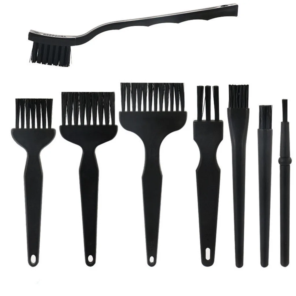 8 Pcs ESD Plastic Safe Handle Anti Static Brushes Kit Set Detailing Cleaning Tool for Phone PCB Repair Work