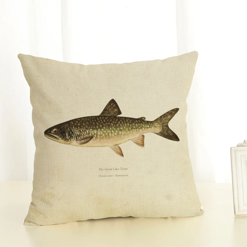 

Fish Printing Cushion Case Home Decor Sofa Car Seat Decorative Cushion Cover Pillow Case Capa Almofada 45x45cm