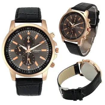 2016 Women Men Wrist Watches Casual Geneva Faux Leather Quartz Analog reloj hombre kol saati Good-looking JUN 22!