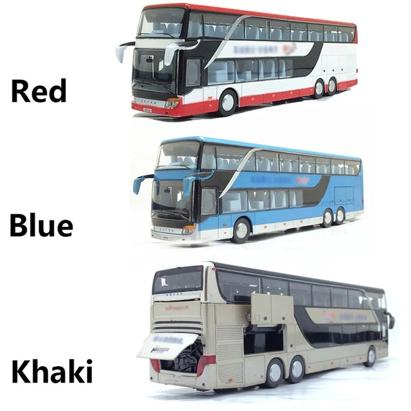 Hot Sale High Quality 1:32 Alloy Pull Back Bus Movable Model High Imitation Double Sightseeing Bus Flash Toy Vehicle Gifts