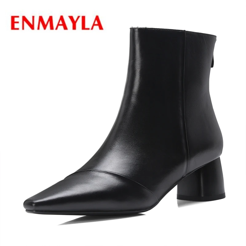 

ENMAYLA Women short boots lady fashion square heel pointed toe ankle boots Big size 34-39 ZYL1139