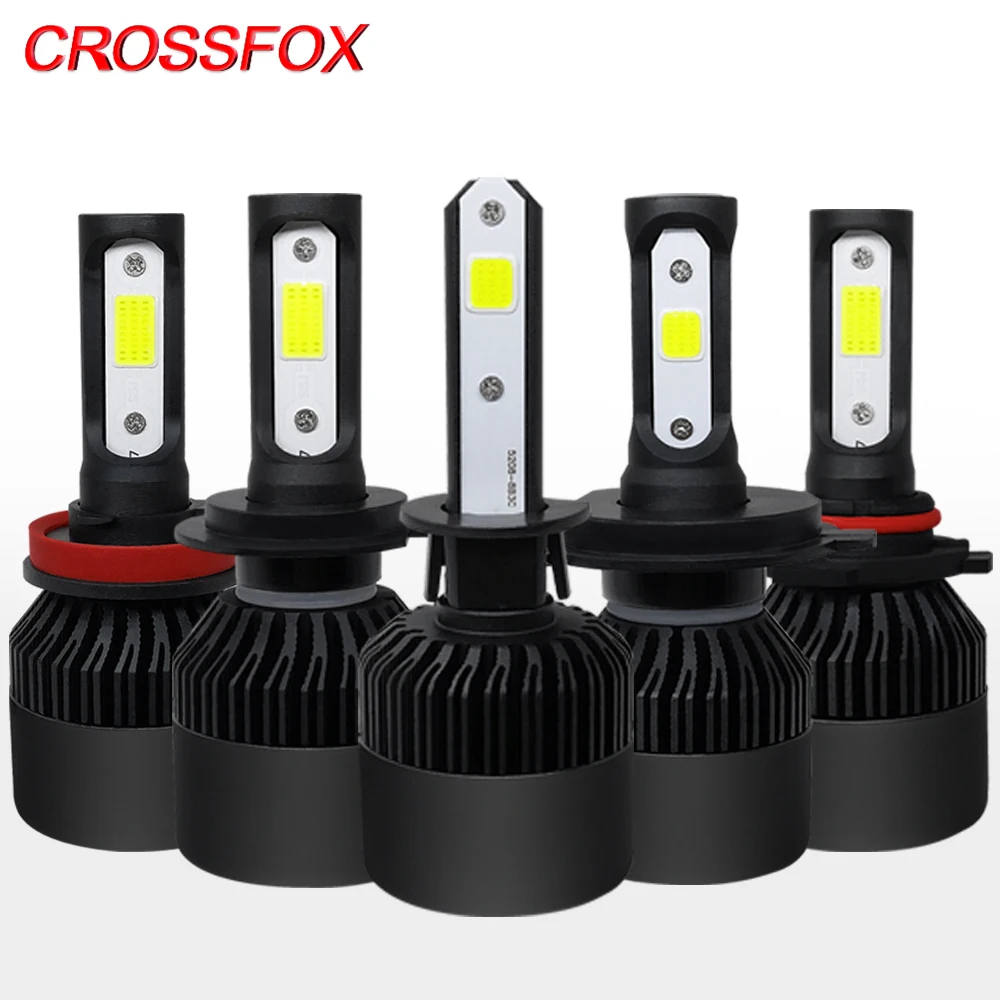 

CROSSFOX 2x Car LED Lights H11 H1 H3 9005 9006 9003 HB2 HB3 HB4 H4 H7 LED Headlight Bulbs 12V 6000K Lamps COB Auto Styling