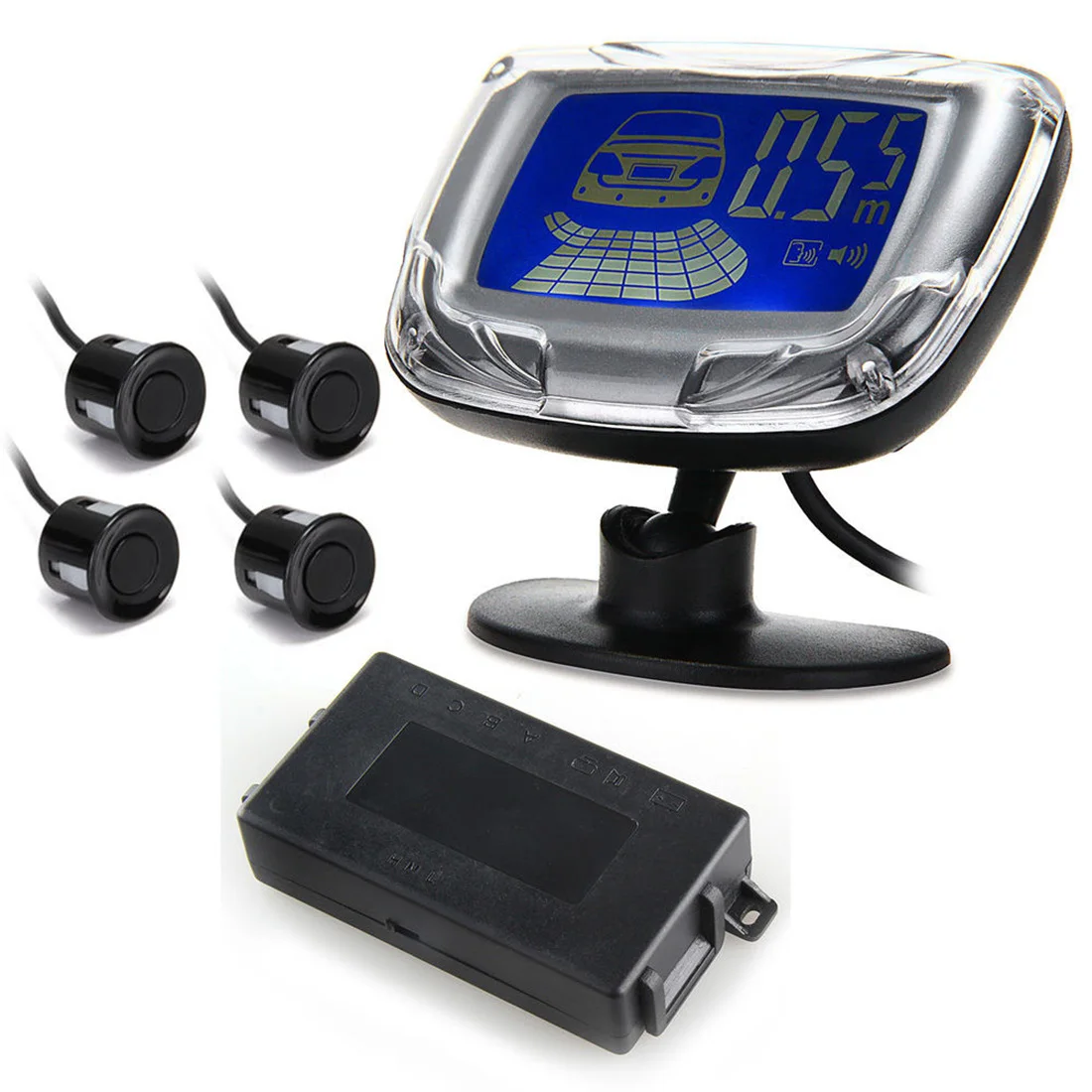 Dewtreetali Car LCD Display Parking Sensor LCD 4 Reverse