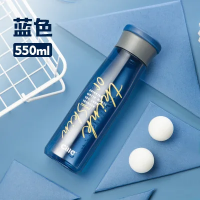 550ml blue Пластик бутылка для воды Портативный большой вместимости для чая Бутылка 550 мл 750 мл герметичное уплотнение бутылки для спортивных напитков без добавления бисфенола А школьная посуда для напитков - Цвет: 550ml blue