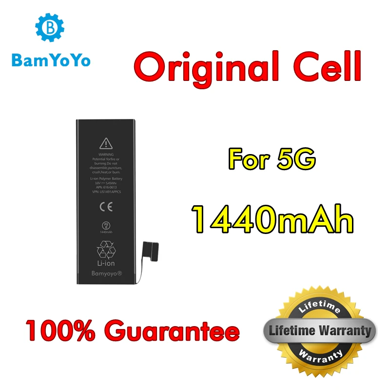 10 шт. --- (оригинальная ячейка) батарея для iPhone 5 5G Батарея 0 Цикл Полная емкость 1440