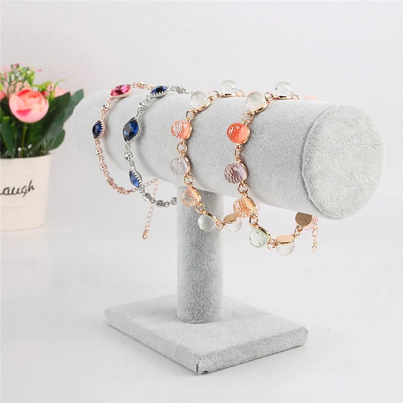 Top Quality Black Velvet Jewelry Display Stand Holder Jewelry Organizer Jewelry Bracelet Chain Watch T-Bar Rack porte bijoux