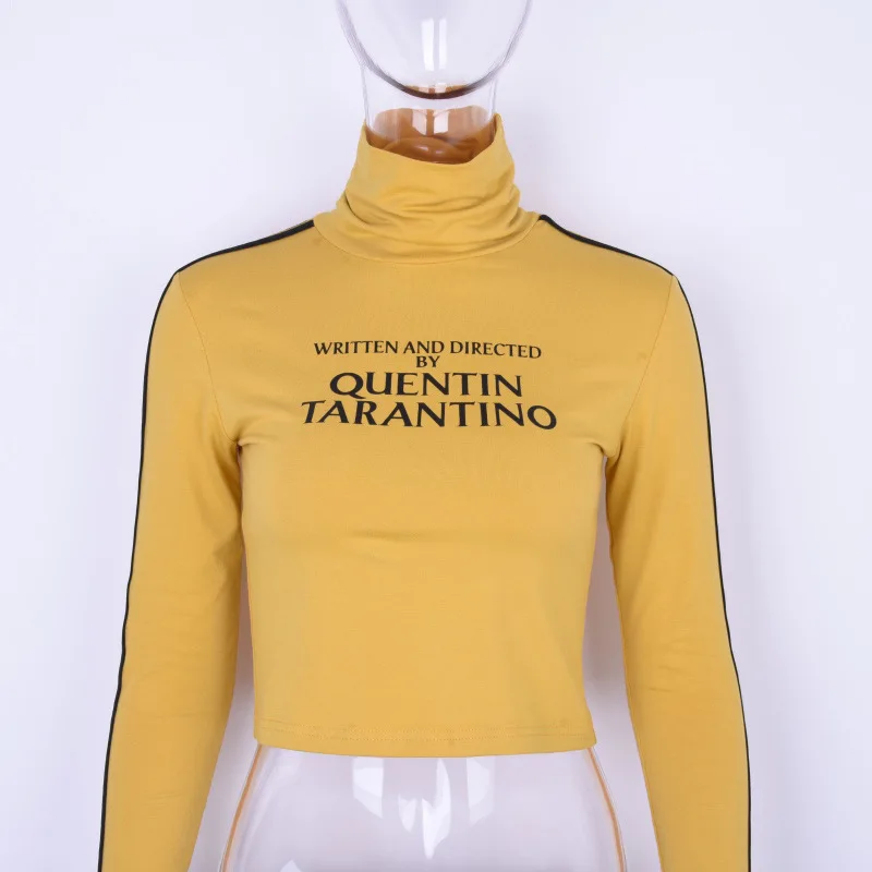 Написанная и адресованная Квентин Тарантино, с буквенным принтом, с длинными рукавами, Сексуальная футболка, новинка, летние женские топы, футболки