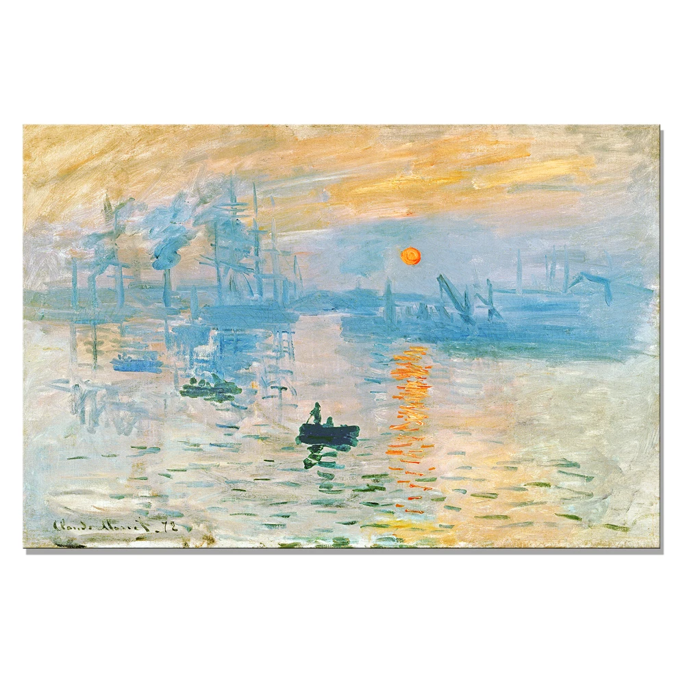 

DIY Frame Claude Monet Impressionism Sunrise Oil Painting Replica Prints Canvas Landscape Home Decorations For Living Room
