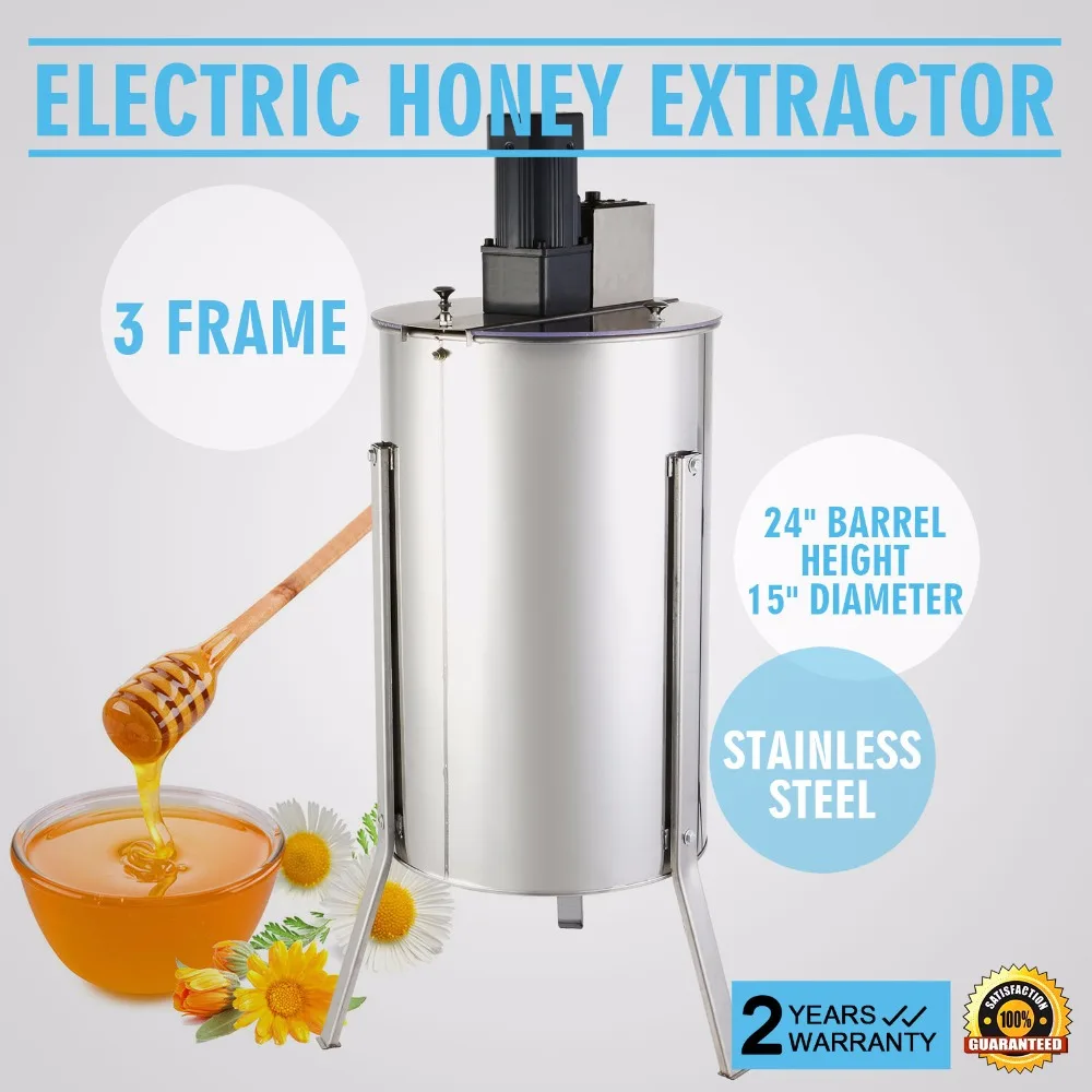 

Strong Power Brand New Large Three 3 Frame Stainless Steel Electric Honey Extractor STAINLESS STEEL 15" DIAMETER 24"