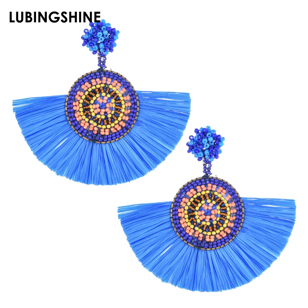 

Bohemian Handmade Crystal Beads Earrings Long Tassel Dangle Earrings for Women Girls Fashion Wedding Party Statement Jewelry