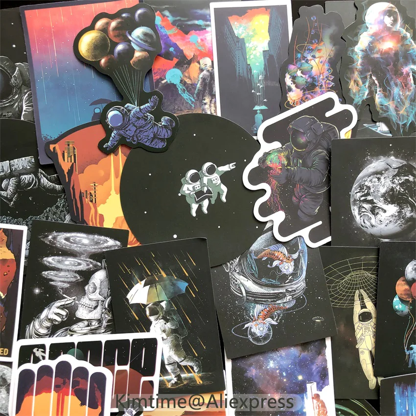 

100 pieces Space Stickers for Wall decor fridge motorcycle Bike laptop car stickers figure toys Universe Spaceship Sticker