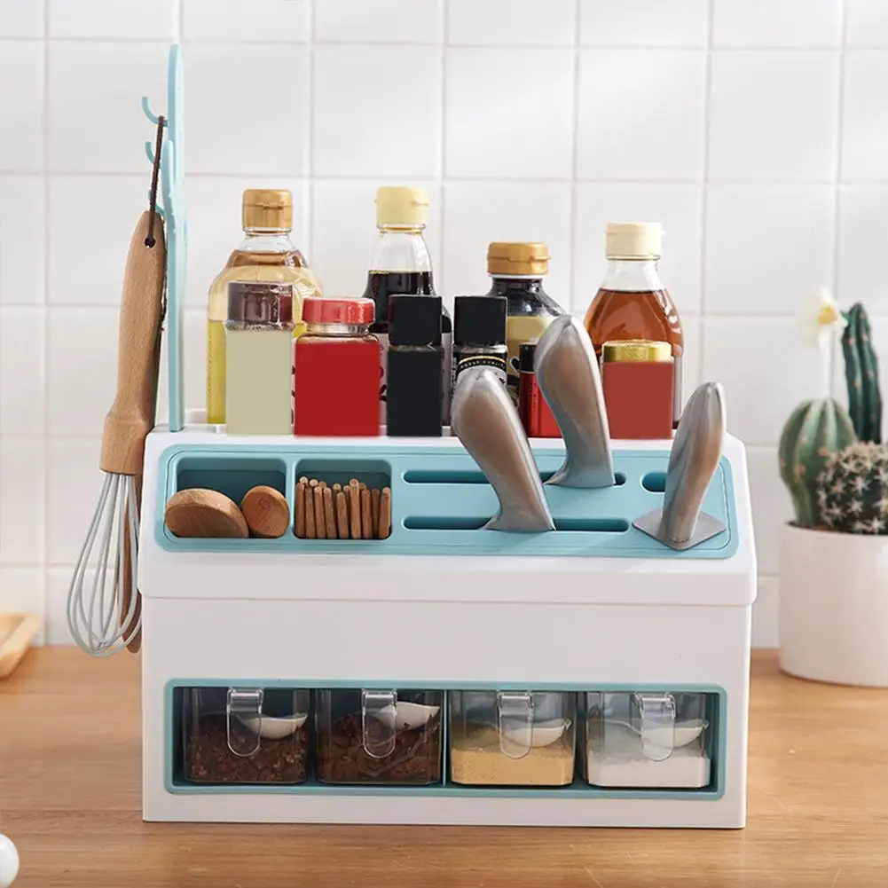 

DHL Shiping 1pc Multi-function Kitchen Bathroom Countertop Storage Organizer Spice Bottle Chopsticks Knives Jars Rack Holder #