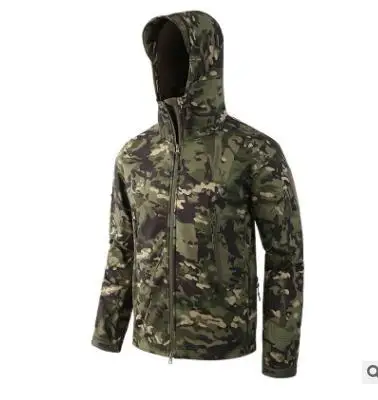Мужская Военная куртка из кожи акулы, флисовая Водонепроницаемая камуфляжная одежда, тактическая камуфляжная армейская куртка с капюшоном, мужское зимнее пальто, куртки - Цвет: 17