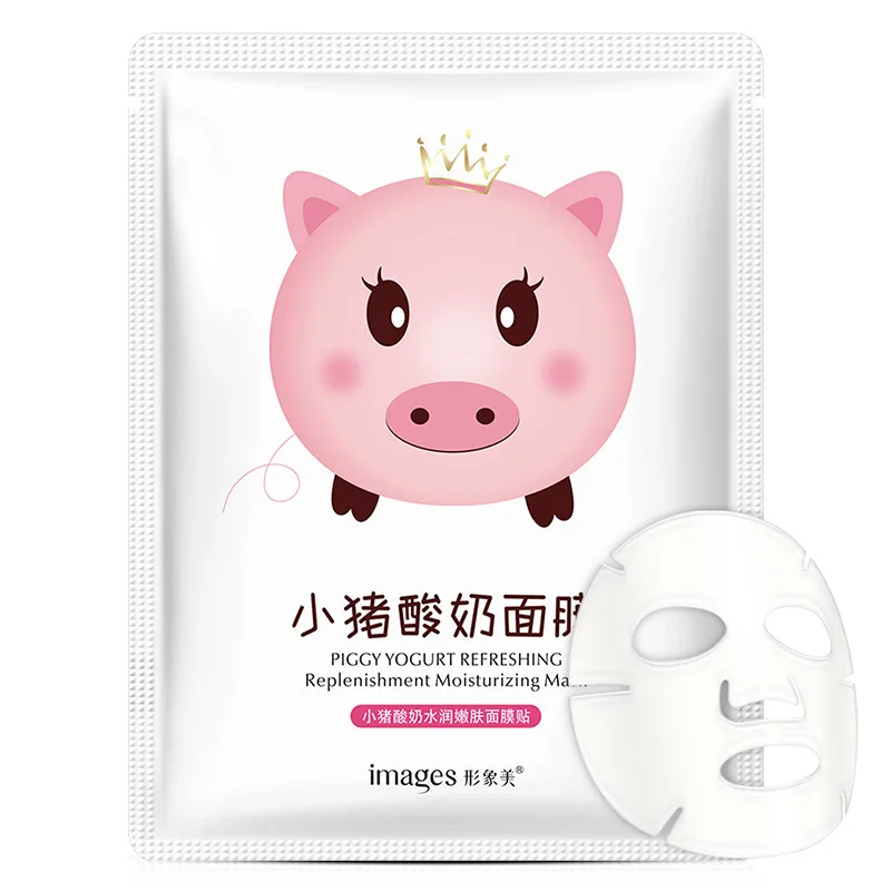 BIOAQUA Face Mask Pig Yogurt Transparent Moisturizing Whitening Oil-control Facial Sheet Mask Black Tony Moly Skin Care Korean - Цвет: Whitening