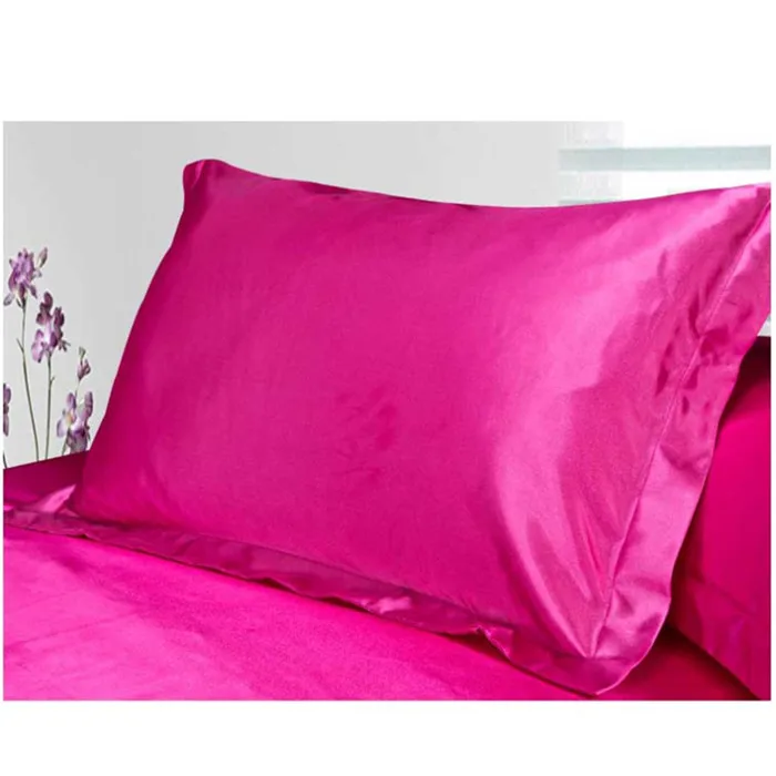 50*70 см сплошной шелк цвета атласная наволочка мульти Цвет из ткани, имитирующий шелковая подушка queen Стандартный один наволочки Декор для дома - Цвет: Rose Red