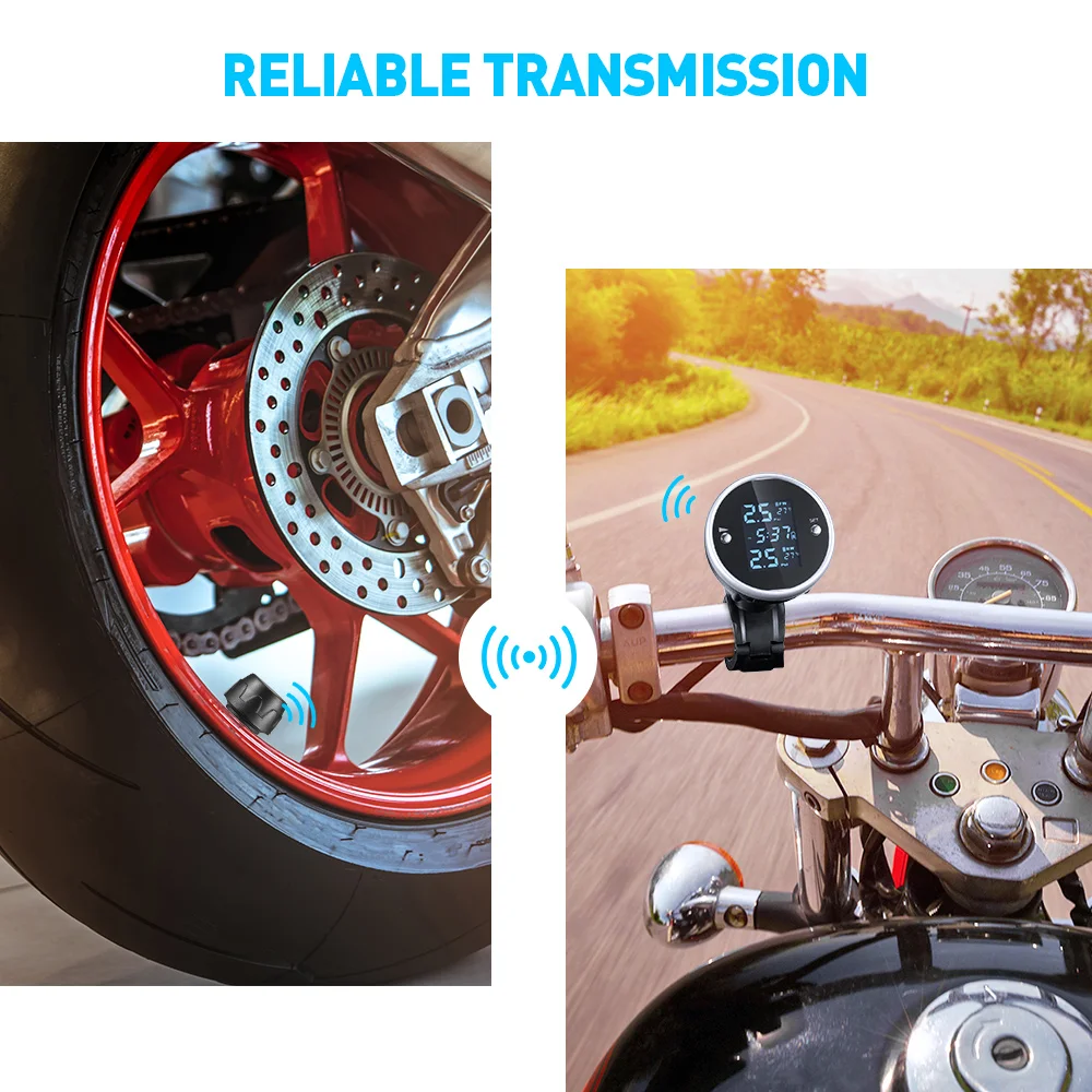 Zeepin система контроля давления в шинах для мотоцикла TPMS, система контроля в реальном времени, ЖК-экран, безопасность автомобиля с 2 внешними датчиками