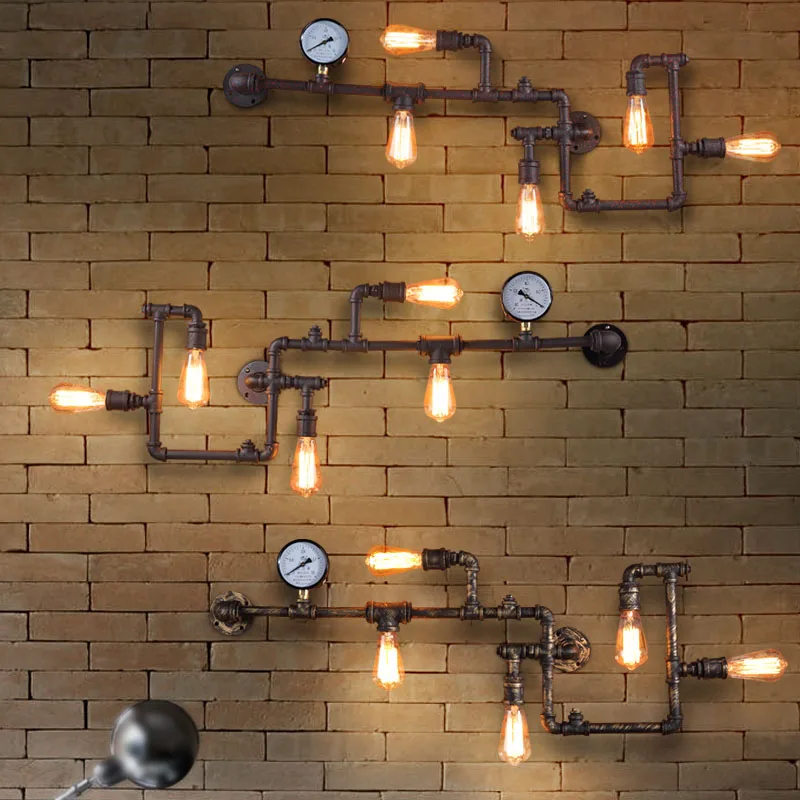 Loft Industrial Wall Lamps Antique Edison Wall lights with Bulbs E27 110V-220V Vintage Pipe Wall Lamp for Living Room Lighting