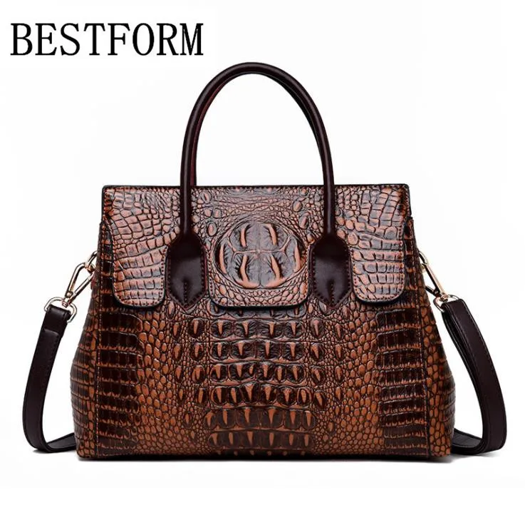 

The latest fashion women's handbags 2019 new European and American fashion crocodile pattern women's shoulder bag handbag