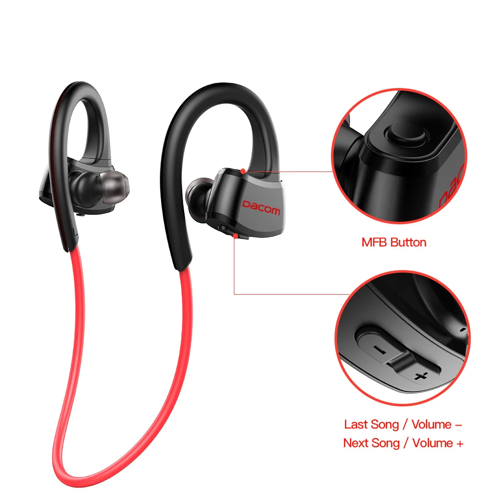 DACOM P10 Sport Bluetooth Headphone MP3 Player IPX7 Waterproof Running Wireless Earphone Stereo Earbuds Headset with Microphone