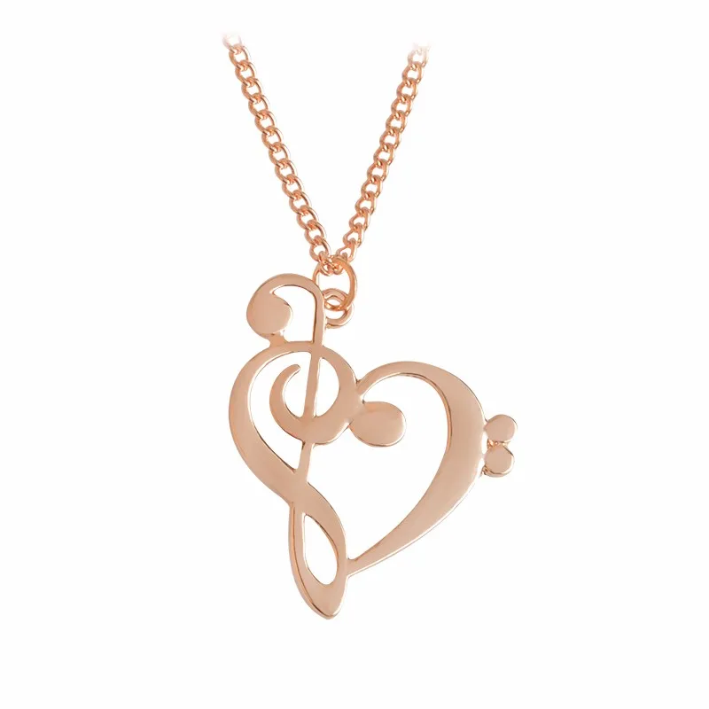 

Musical notes necklace Rose Gold Silver Heart shaped Pendant Necklace for Best Friends Music enthusiast Jewelry Special gift