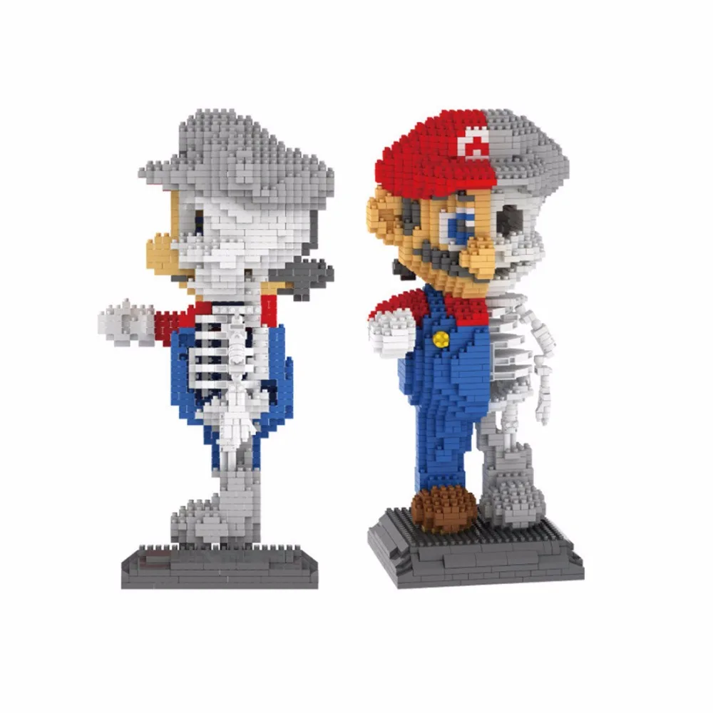 hot LegoINGlys creators Super Mario  bros skeleton figures MOC micro diamond building blocks model nano block bricks toys gift 